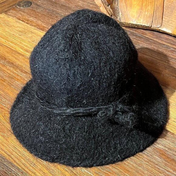 New Mexico Tierra Wools Hand-Woven Thick Wool Bucket Hat One-Of-A-Kind Black - Picture 2 of 8